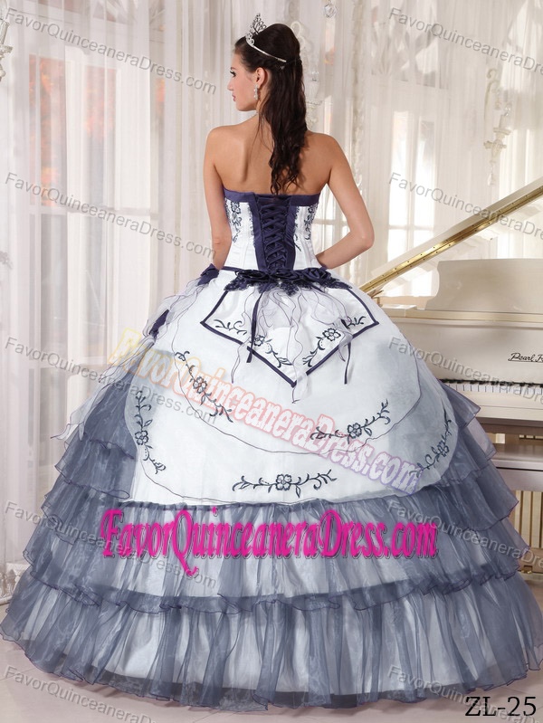 formal Sweetheart Embroidered Quinceanera Dress in Satin and Organza