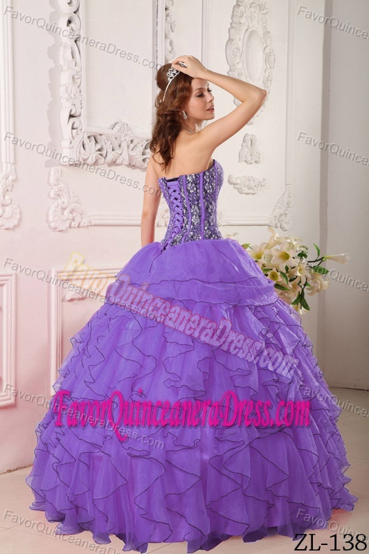 New Style Purple Sweetheart Organza Quinceanera Dress with Beading