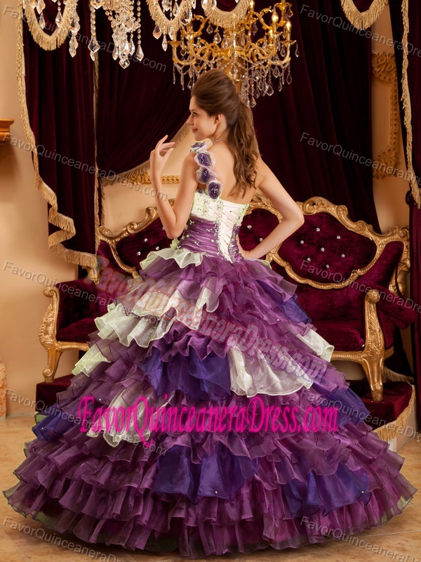 Perfect One Shoulder Floor-length Quinceanera Gown Dress with Ruffles