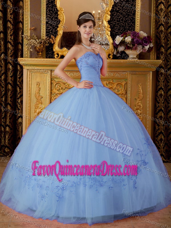 Angel Sweetheart Tulle Appliqued Quinceanera Gown Dress in Light Blue