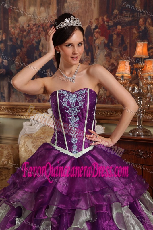 Dreamy Purple Sweetheart Organza Quinceanera Gown Dress with Beading