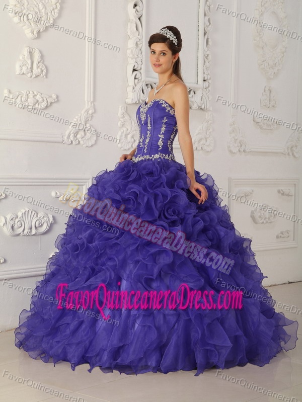 Purple Sweetheart Appliqued Quinceanera Dress in Satin and Organza