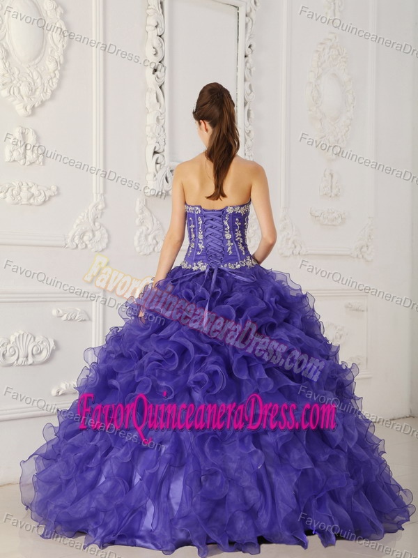Purple Sweetheart Appliqued Quinceanera Dress in Satin and Organza