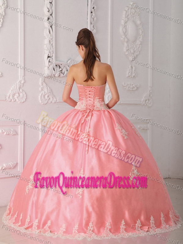 Flirty Strapless Lace Appliques Quinceanera Dress in Watermelon Red