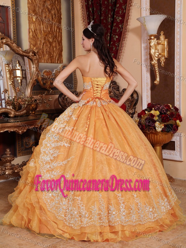 Ornate Sweetheart Organza Beaded Quinceanera Gown Dress with Ruffles