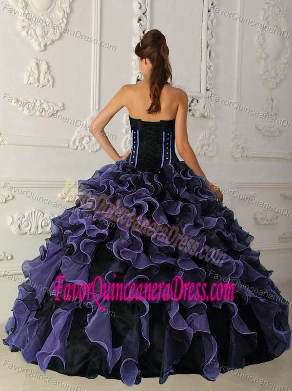 Brand New Sweetheart Organza Beaded Sweet Sixteen Dresses in Purple