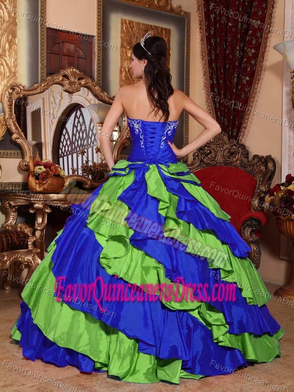 Simple Strapless Floor-length Taffeta Quinceanera Dresses in Multi-color