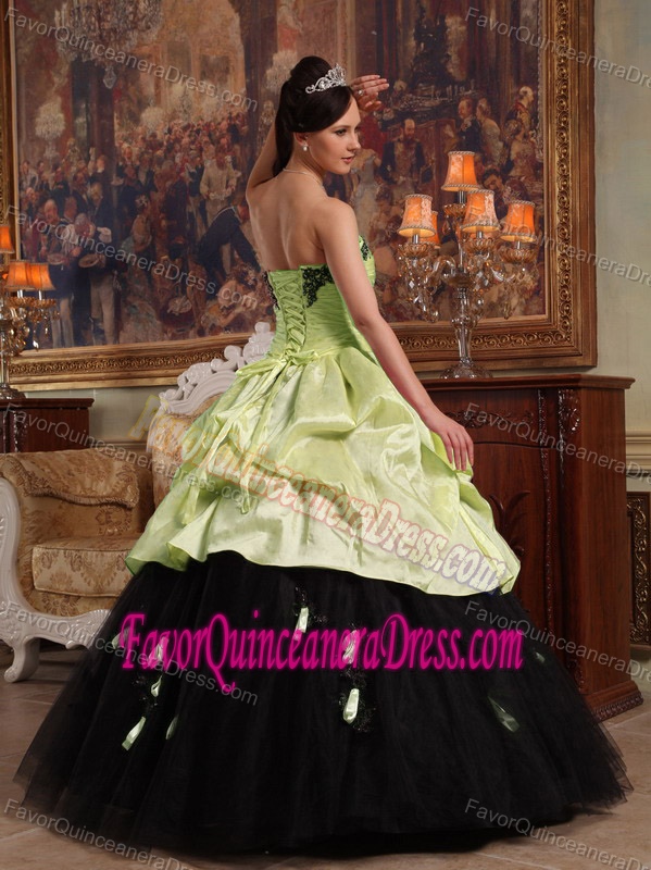 Top Yellow and Black Sweetheart Sweet 15 Dresses in Taffeta and Tulle