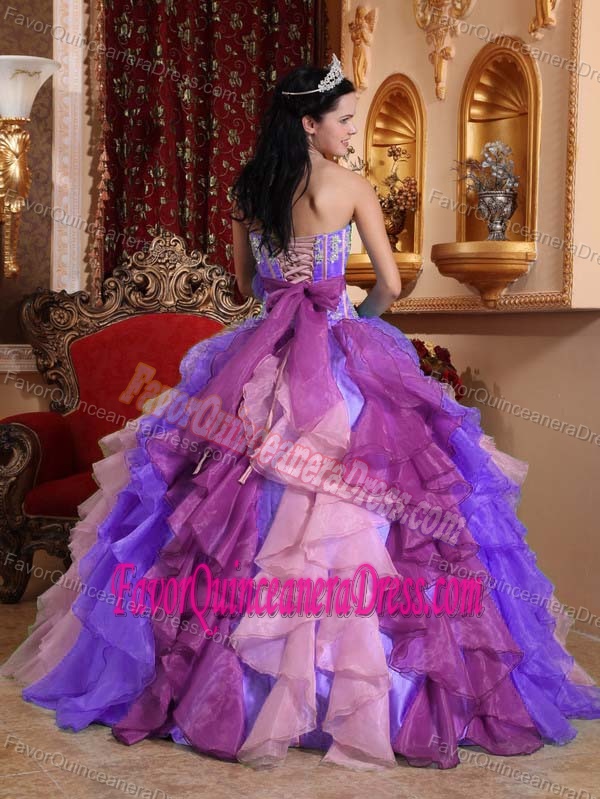 Unique Ruffled Sweetheart Floor-length Dress for Quince in Multi-color