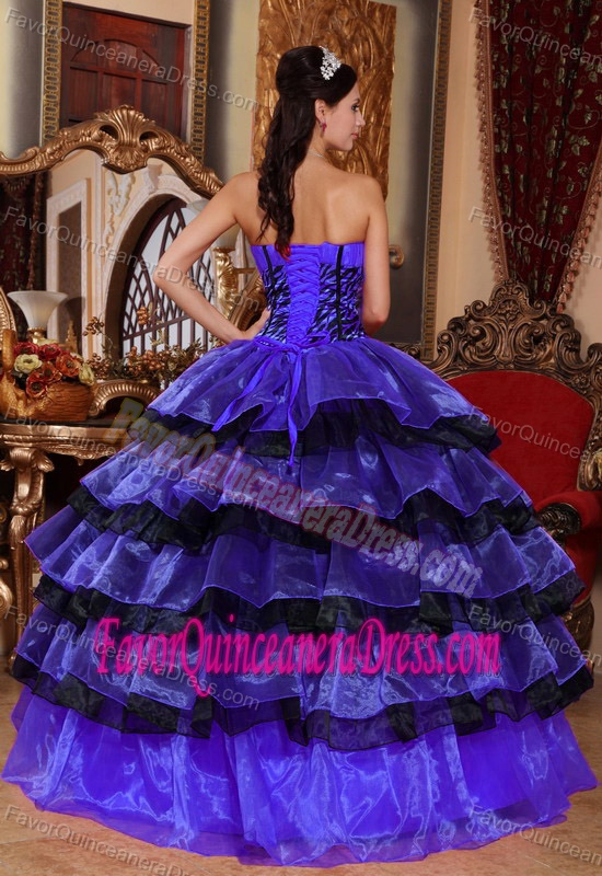 Multi-color Sweetheart Floor-length Organza Quince Dress with Ruffles