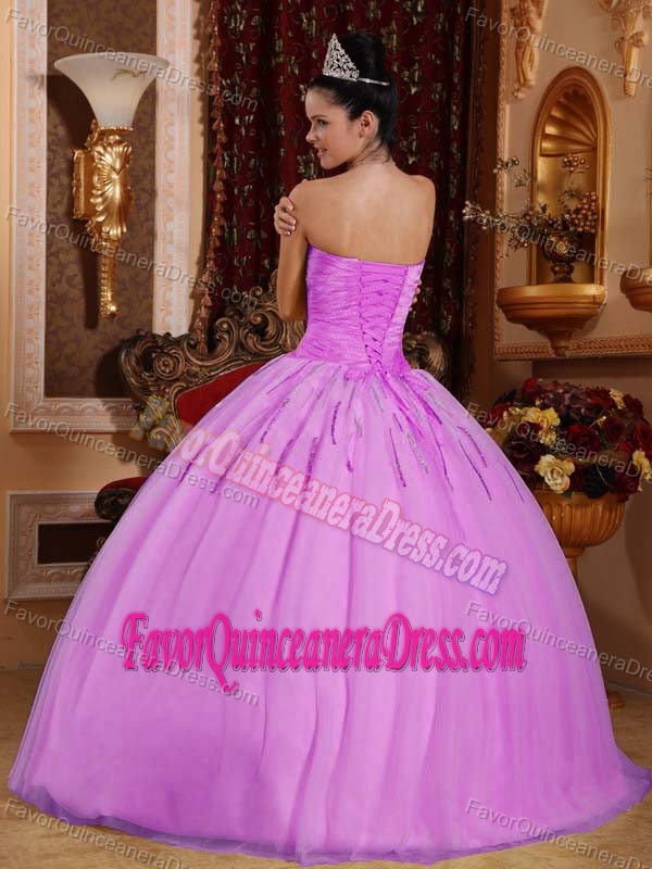 Modest Lavender Sweetheart Floor-length Quinceanera Dresses in Tulle