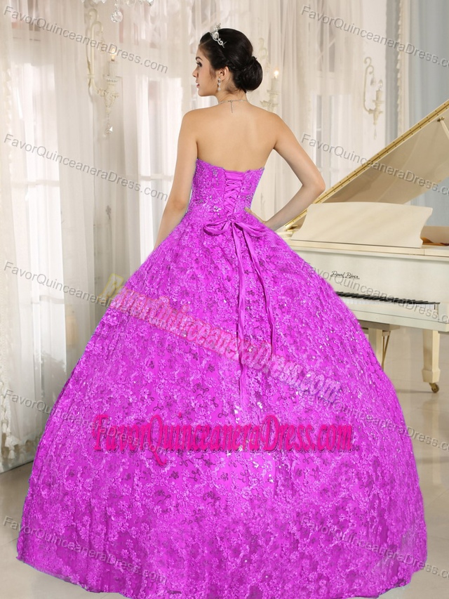 Tulle Sweetheart Dresses for Quinceanera with Embroidery in Fuchsia