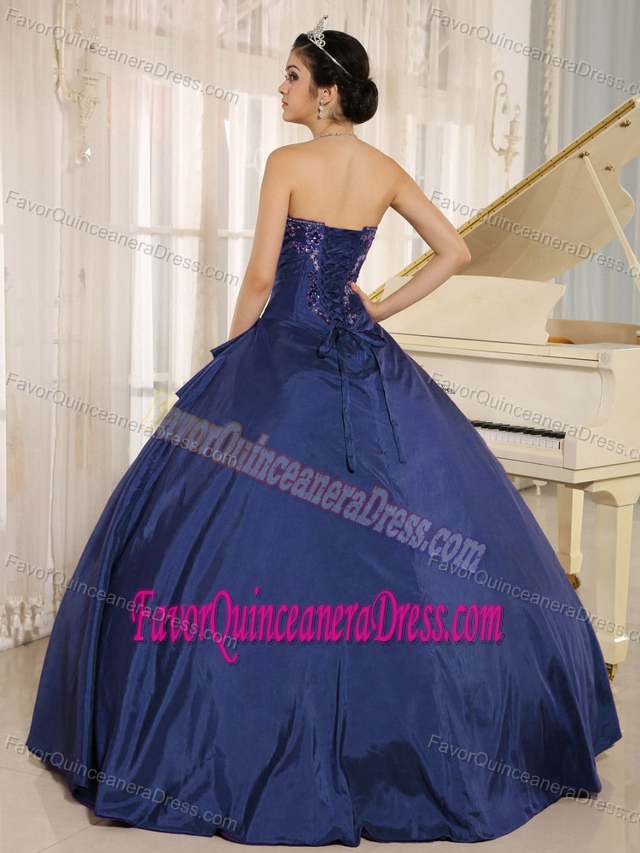 Chic Sweetheart Blue Taffeta Sweet Sixteen Dresses with Embroidery