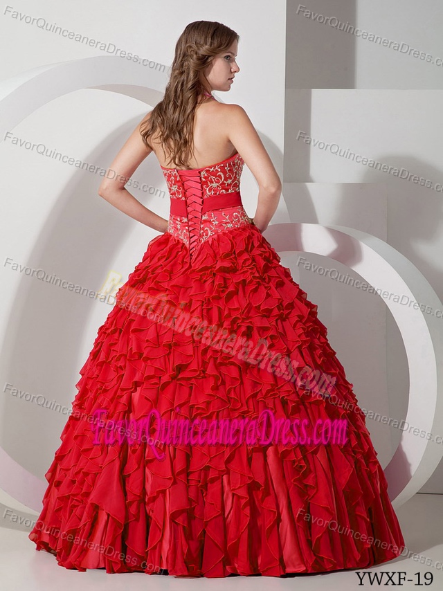 Turn Heads Ball Gown Floor-length Chiffon Embroidery Quinceanera Gowns