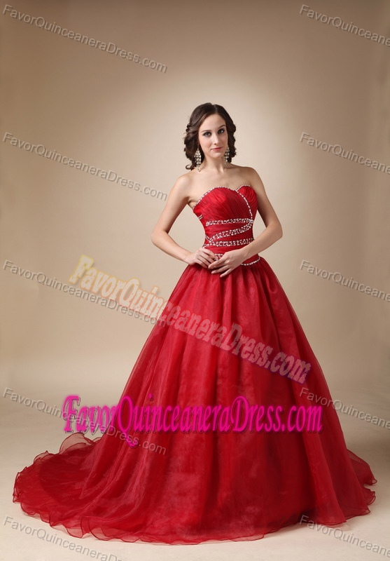 Breathtaking Wine Red Taffeta and Organza Beaded Dresses for Quinceaneras