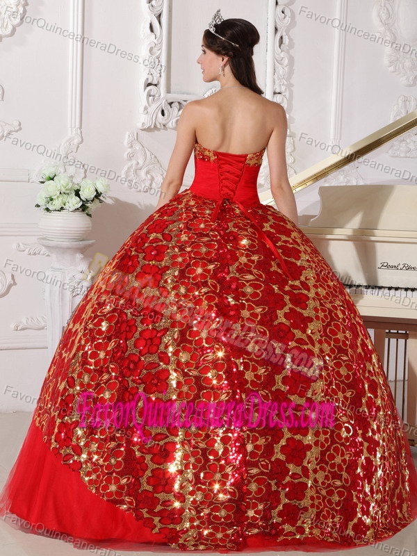Recommended Red Strapless Tulle Sweet 15 Dresses with Beading and Ruche