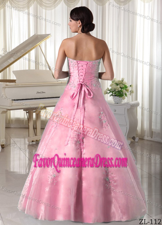 Organza Appliqued with Beading Over Skirt Quince Dresses with Sweetheart