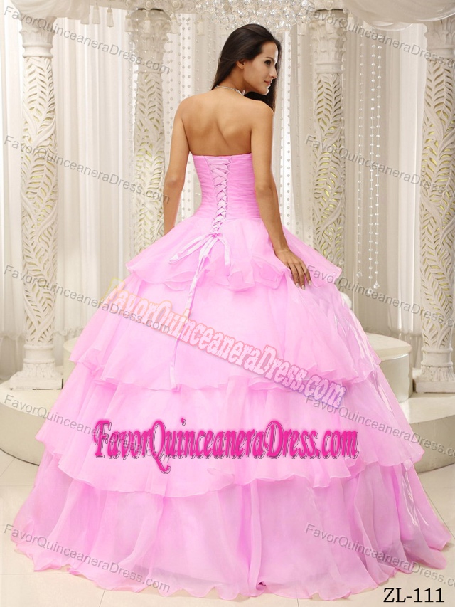 Ruched Bodice Decorate Waist Quinceanera Dress with Hand Made Flowers