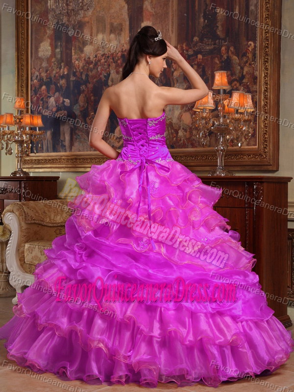 2013 Popular Beaded Sweetheart Organza Quinceanera Dresses with Pick-ups