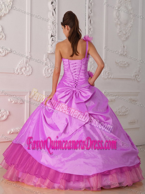 One Shoulder Organza and Taffeta Quinceanera Dress with Beading in 2014