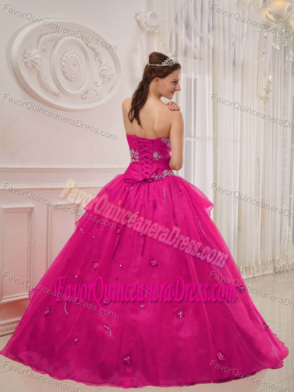 Amazing Hot Pink Strapless Beaded Quinceanera Dress for Women for 2013