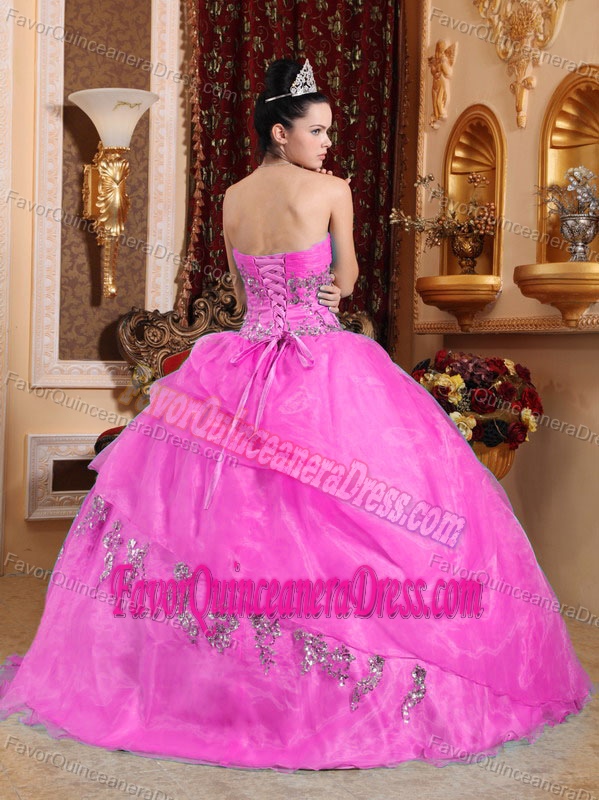 Fuchsia Ball Gown Sweetheart Quinceanera Dresses Beaded with Appliques