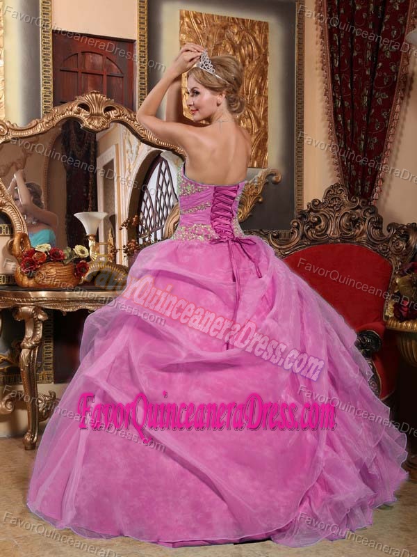 Rose Pink Ball Gown Sweetheart Quinceanera Dress with Beading and Layers