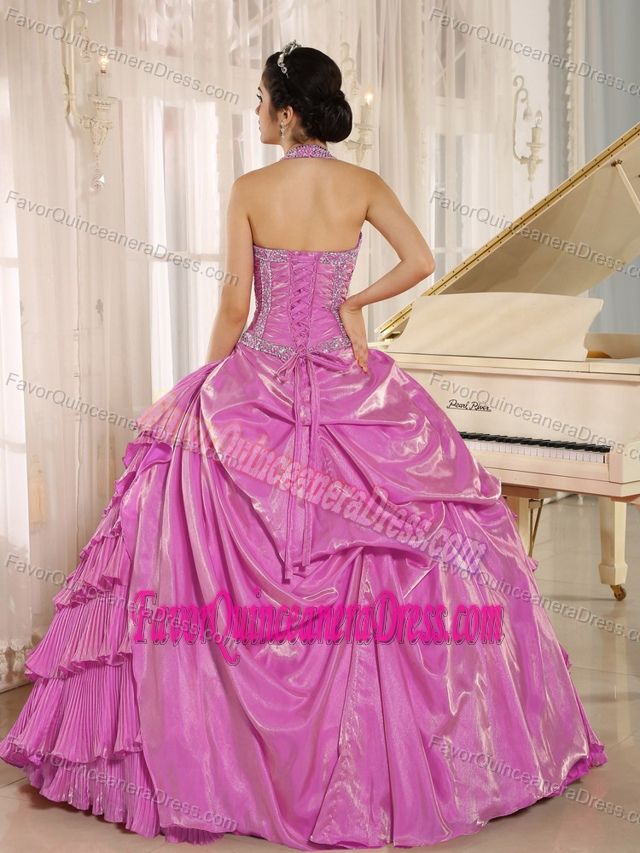 New Halter Top Ruffled Layers Quinceanera Dress Beaded and Ruched in 2015