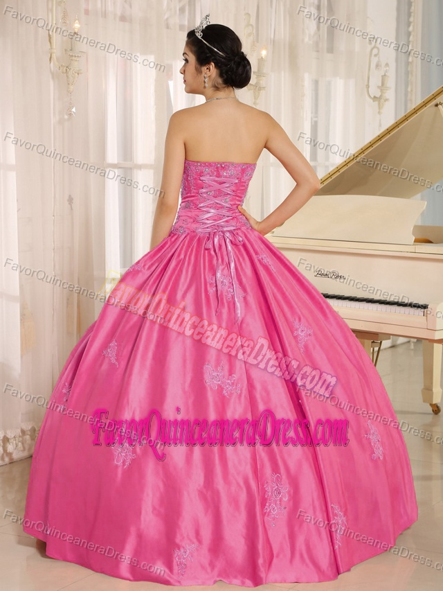 Hot Pink Sweetheart Quinceanera Dress with Embroidery and Beading in 2014