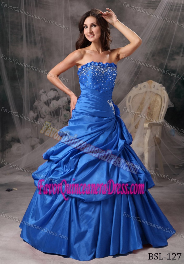 Perfect Strapless Blue Quinceanera Dresses in Taffeta with Pick-ups