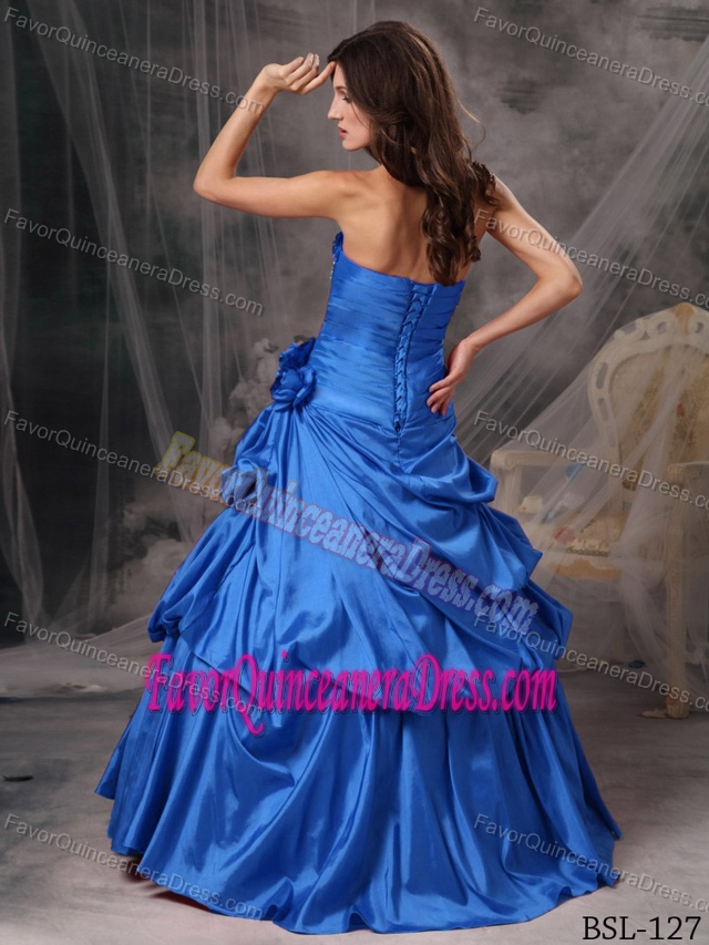 Perfect Strapless Blue Quinceanera Dresses in Taffeta with Pick-ups