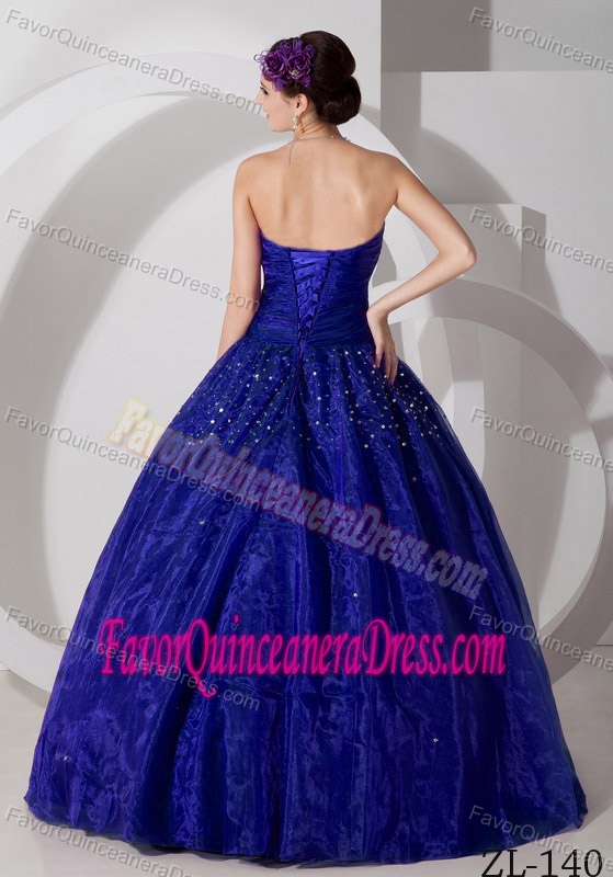 Beaded Sweetheart Simple Royal Blue Dress for Quinceanera in Tulle