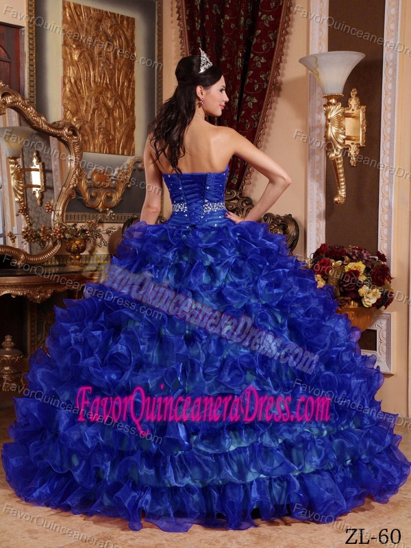 Royal Blue Sweetheart Quinceanera Dresses with Beading and Ruffled Layers