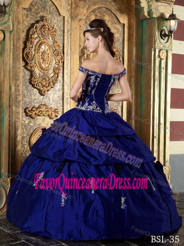 Royal Blue off the Shoulder Quinceanera Dresses with Pick-ups and Ruching
