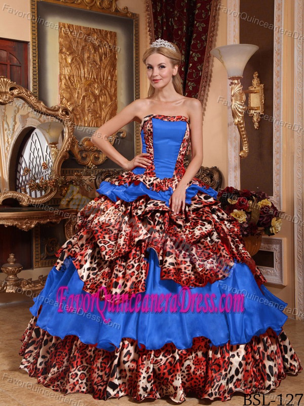 Pretty Multicolor Strapless Taffeta Quinceanera Dress with Pick-ups and Ruching