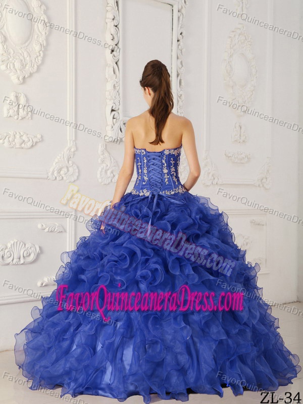 Purple Sweetheart Satin and Organza 2014 Quinceanera Dress with Appliques