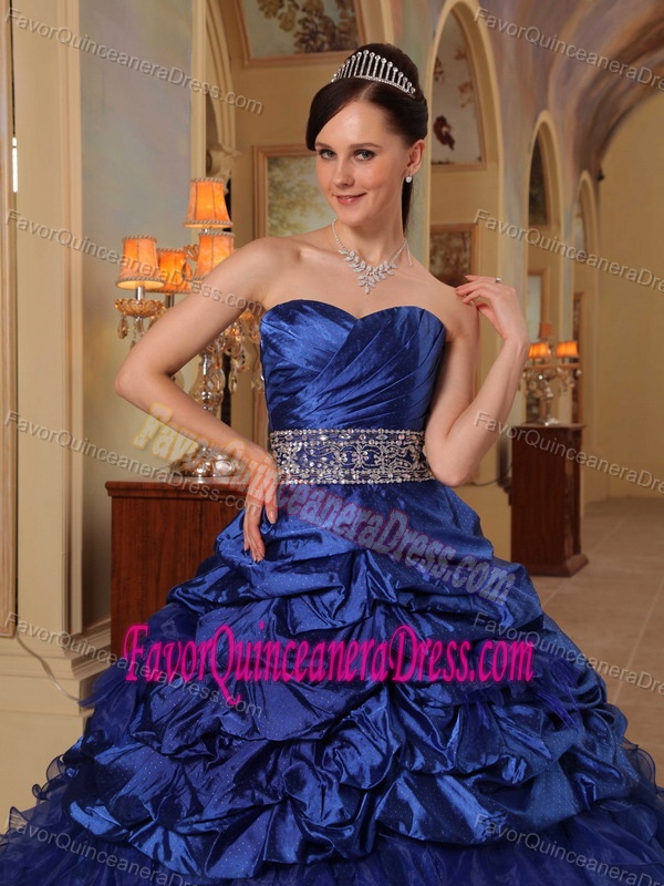 Luxurious Blue Ball Gown Ruched Sweetheart Quinceanera Dress with Pick-ups