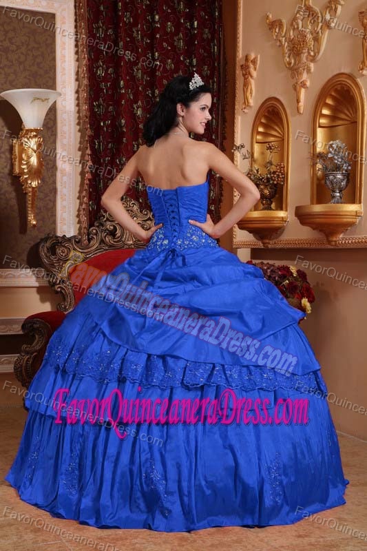 2013 Simple Blue Sweetheart Quinceanera Dresses for Women with Appliques