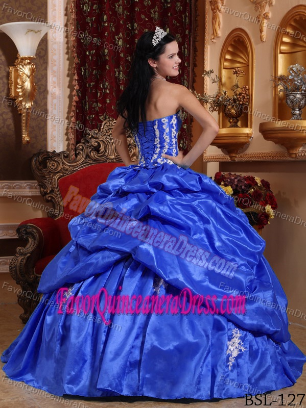 Blue Sweetheart Quinceanera Dress for Women with Beading and and Bowknot