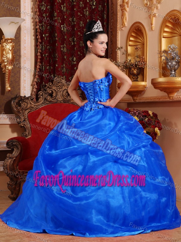 Beautiful Strapless Organza Quinceanera Dresses with Appliques and Beading