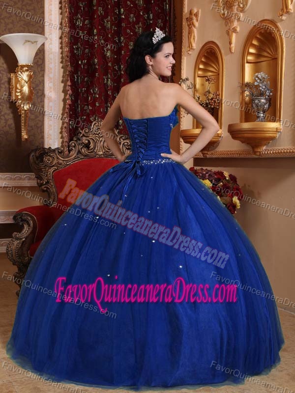 Luxurious Royal Blue Sweetheart Quinceanera Dress with Hand Made Flowers