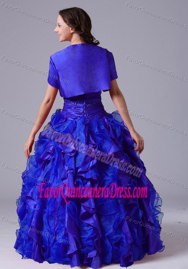 2015 Elegant Blue Beaded Quinceanera Dress with Ruffled Layers and Beading