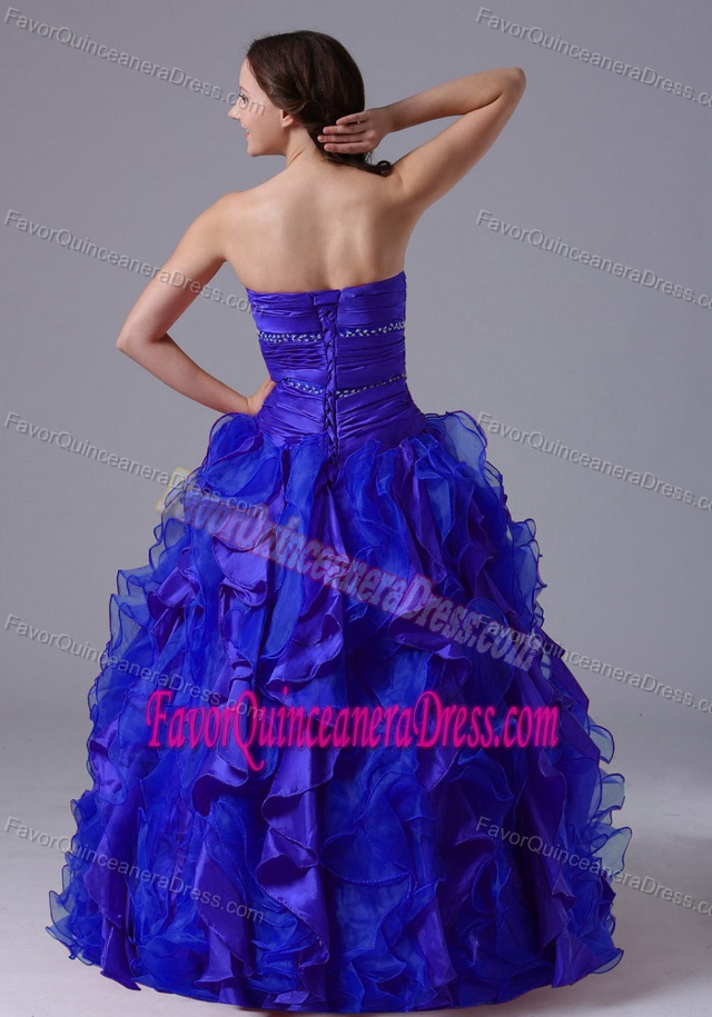 2015 Elegant Blue Beaded Quinceanera Dress with Ruffled Layers and Beading