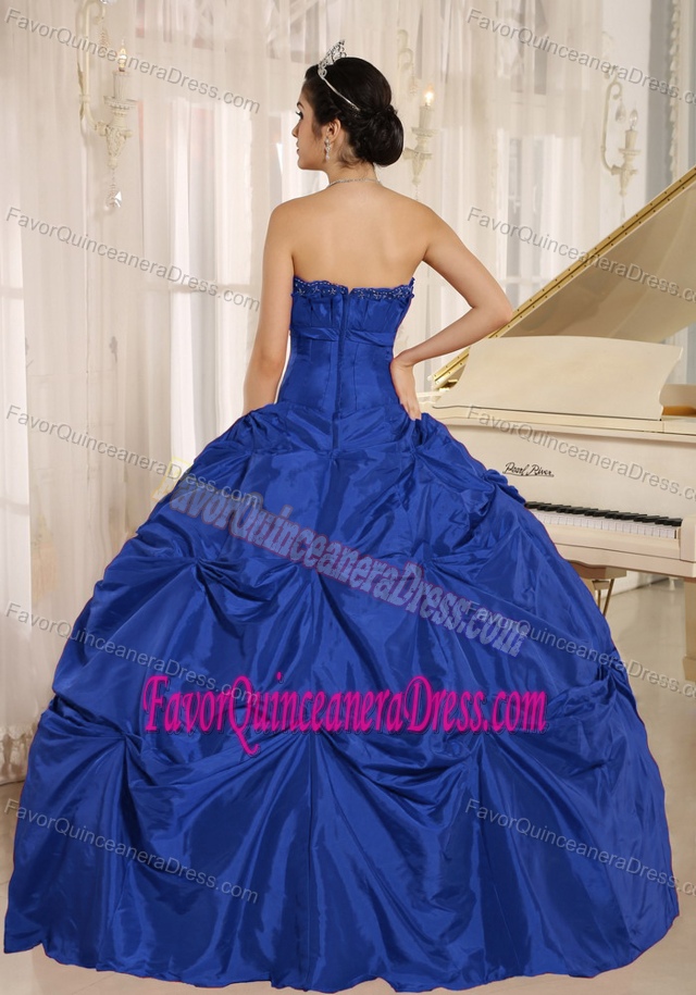 Blue Ball Gown for Custom Made Taffeta Quinceanera Dress with Pick-ups