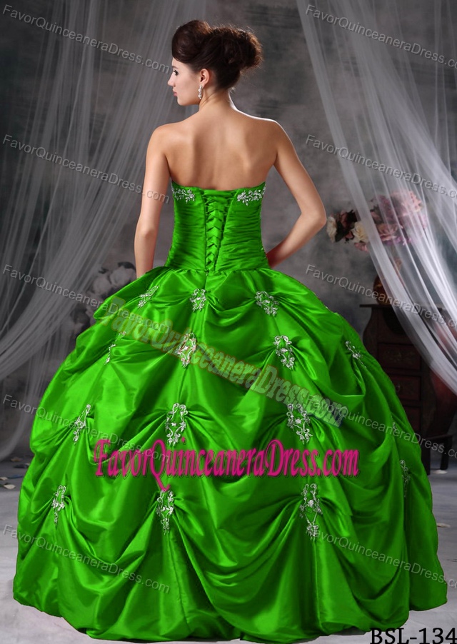 Exclusive Pick-ups Strapless Ball Gown Taffeta Applique Sweet 16 Dresses