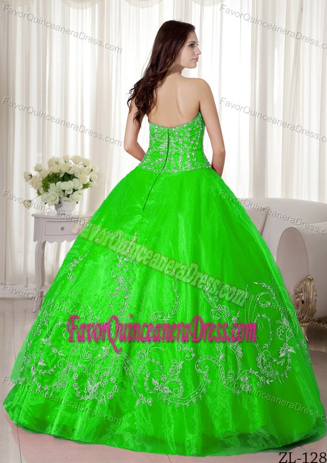 The Brand New Style Organza Beads Sweetheart Embroidery Quinceanera Gown