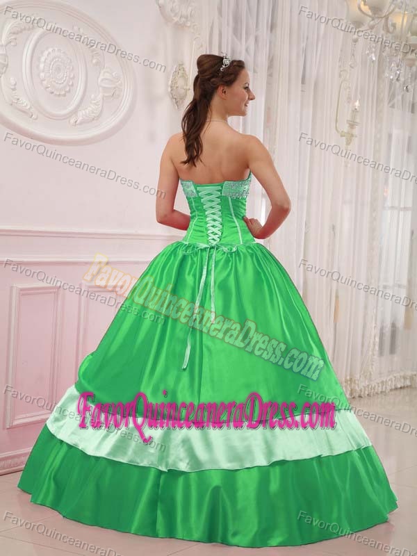 Elegant Appliques Beading Quinceanera Gown with Bowknots in Spring Green
