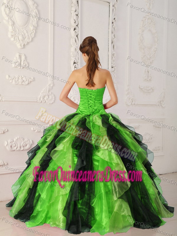 Beautiful Multi-color Ruffled Organza Quinceanera Gowns with Appliques
