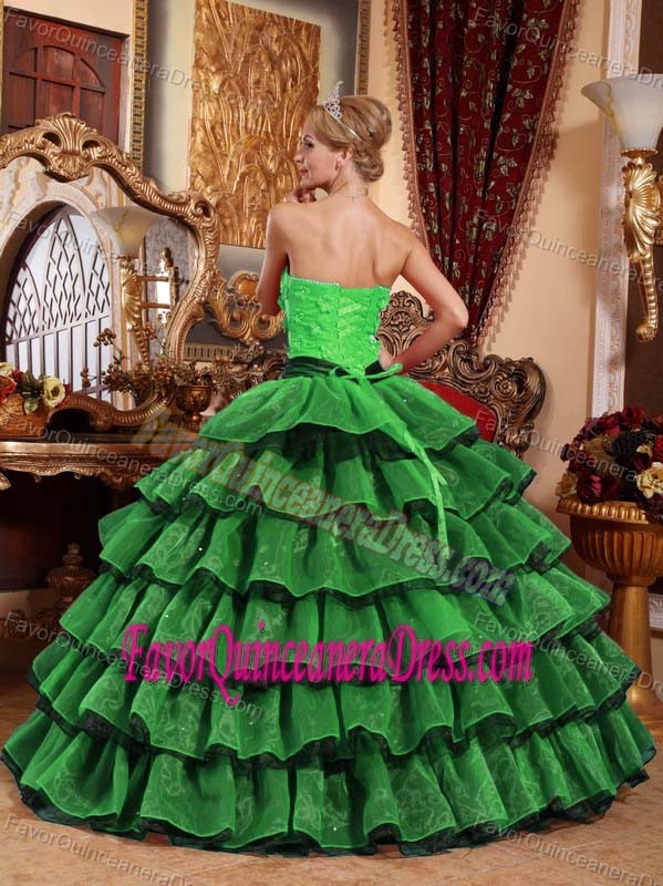 Popular Multi-color Sweetheart Organza Appliques Quinceanera Dress 2013
