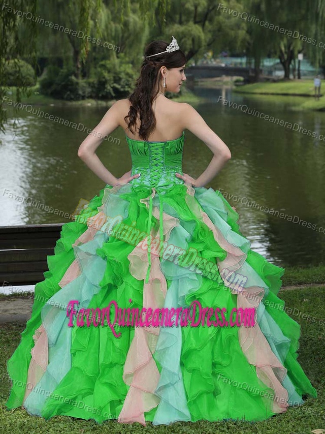 Colorful Nifty Sweet Ruffles Layered Organza Sixteen Quinceanera Dresses